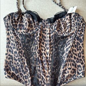Wildfox Animal Print Bodysuit with Lace